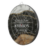 結婚記念日の木製 黒 白 アゲート 大理石 ダーツボード (正面右)