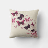 結婚記念日の水彩画のピンクの蝶 クッション (裏面)