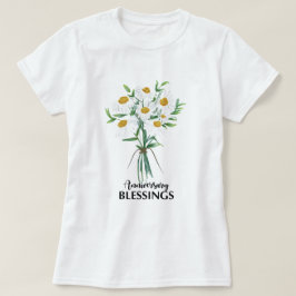 結婚記念日の祝福 デイジーのブーケ Tシャツ