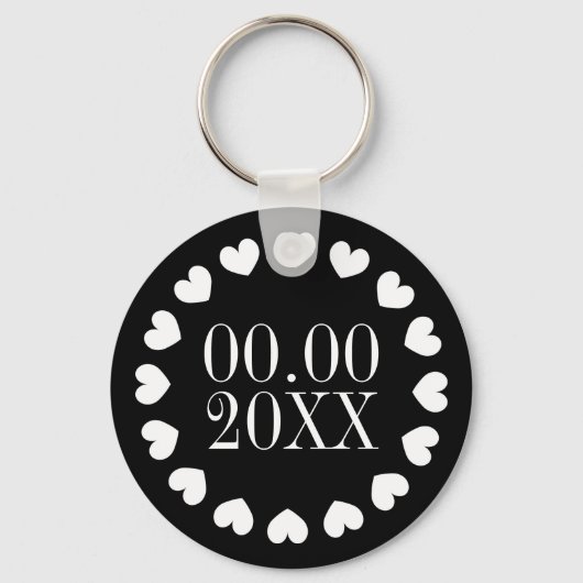 結婚記念日の記念日のアラームハート キーホルダー (正面)