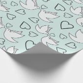 結婚記念日の贈り物に最適な、シームレスなデザインの「スウィート ウェディング ドブス」 ラッピングペーパー (角)