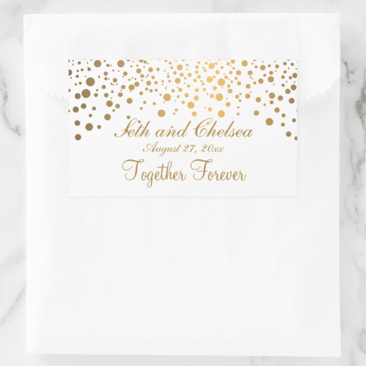 結婚記念日の金ゴールドドット |カスタマイズ 長方形シール (バッグ)