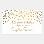 結婚記念日の金ゴールドドット |カスタマイズ 長方形シール (正面)