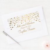 結婚記念日の金ゴールドドット |カスタマイズ 長方形シール (封筒)