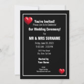 結婚記念日をお祝いしよう 赤い3つのハート 招待状 (裏面)