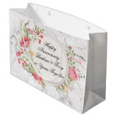 結婚記念日をパーソナライズ ラージペーパーバッグ (裏面アングル)