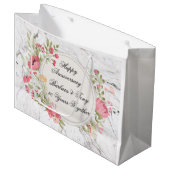 結婚記念日をパーソナライズ ラージペーパーバッグ (正面アングル)