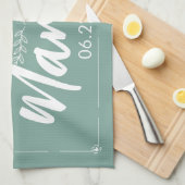 結婚記念日ギフト 結婚式日付プリント キッチンタオル (四つ折り)