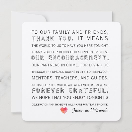 結婚記念日サンキューカード | 水彩ハート サンキューカード (正面)