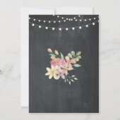 結婚記念日ディナーパーティー 花のチョーク ゴールド 招待状 (裏面)