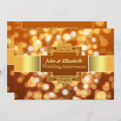 結婚記念日パーティー ゴールド招待状 招待状 (正面/裏面)