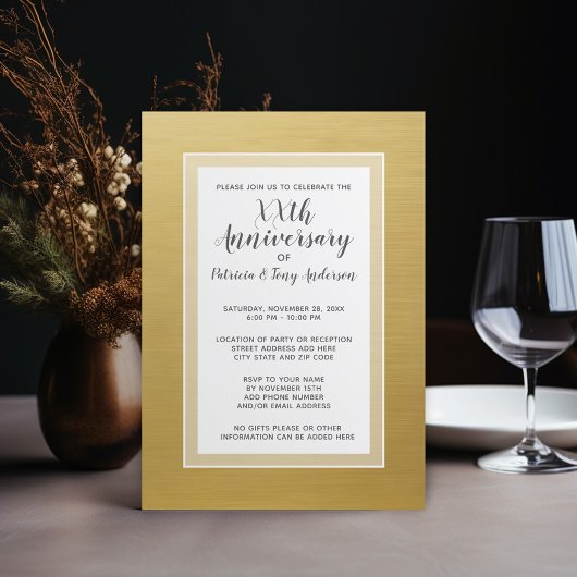 結婚記念日パーティー 50周年 偽ゴールド箔 招待状