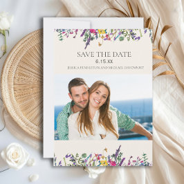 結婚記念日フォトウォーターカラーワイルドフラワー セーブザデート
