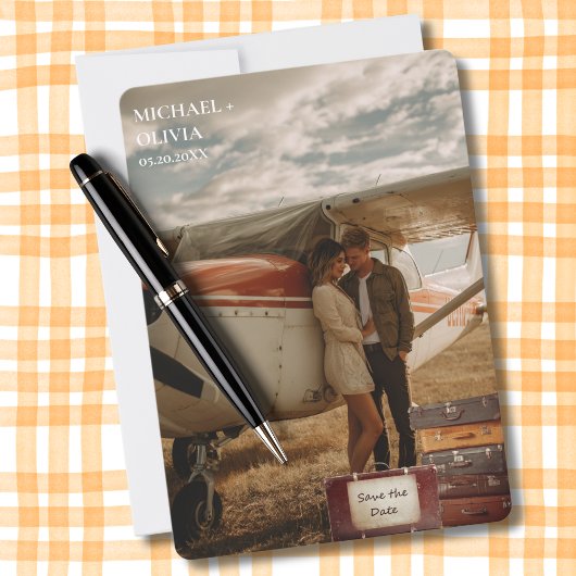 結婚記念日フォト ヴィンテージ トランク Save The Date