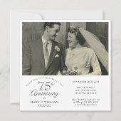 結婚記念日フォト 75周年 お祝い ハートの紙吹雪 招待状 (正面)