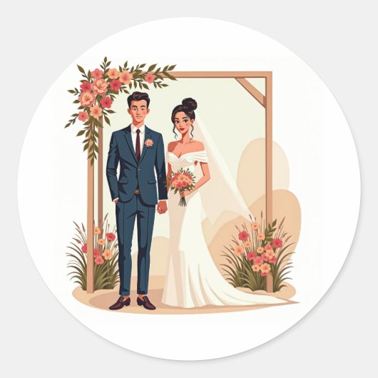結婚記念日ラブステッカー ラウンドシール (正面)