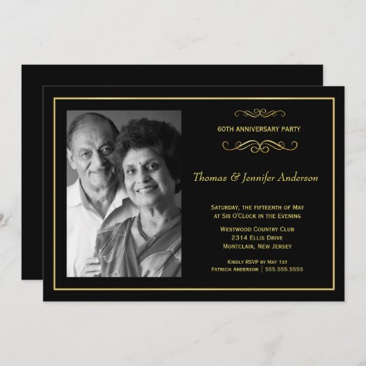 結婚記念日写真招待状 - 60周年 招待状 (正面/裏面)