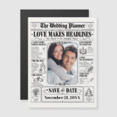 結婚記念日新聞風プリント マグネット招待状 (正面/裏面)