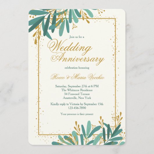 結婚記念日祝賀 招待状 (正面)