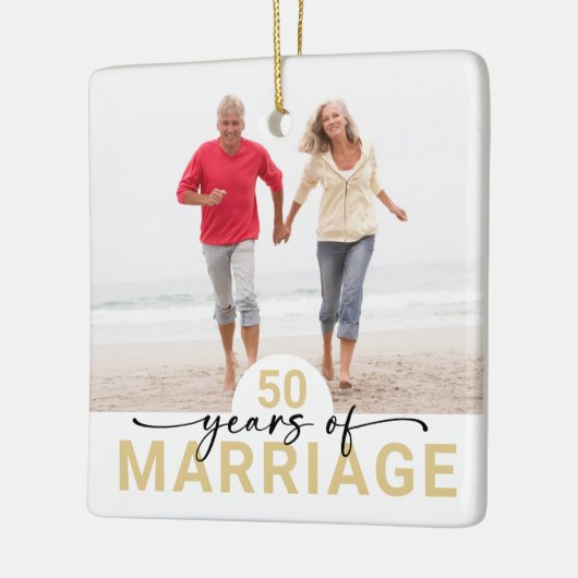 結婚記念日結婚の50年の写真 セラミックオーナメント (左)