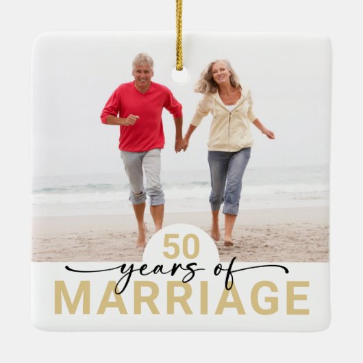 結婚記念日結婚の50年の写真 セラミックオーナメント (裏面)