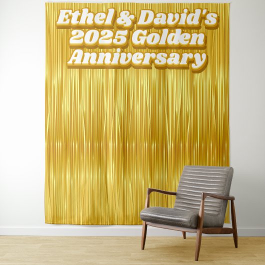 結婚記念日金ゴールドストリーマフェイクーの背景 タペストリー (インサイチュ)