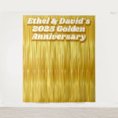 結婚記念日金ゴールドストリーマフェイクーの背景 タペストリー (正面)