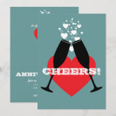 結婚記念日1周年招待状 - 乾杯！ 招待状 (正面/裏面)