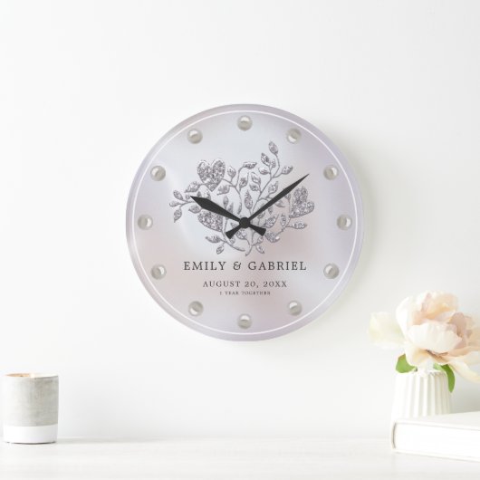 結婚記念日1周年 ラージ壁時計 (ホーム)