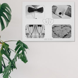 結婚記念日4枚写真コラージュ メモリーポスター ポスター