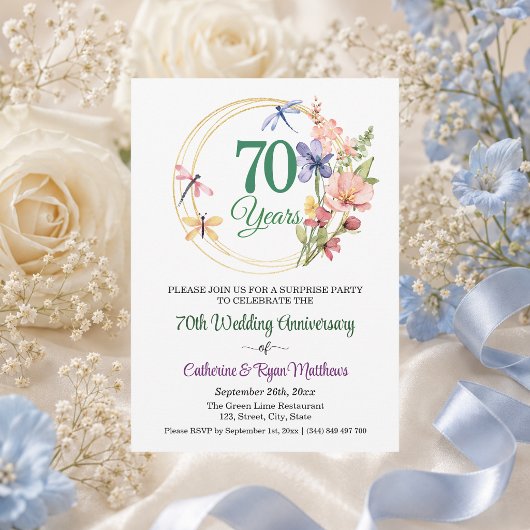 結婚記念日70周年記念フラワーサプライズパーティー 招待状