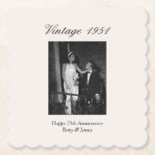 結婚記念日75周年記念パーティーのフォトギフト ペーパーコースター (正面)