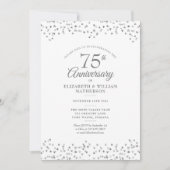 結婚記念日75周年 愛のハートの紙吹雪 招待状 (正面)