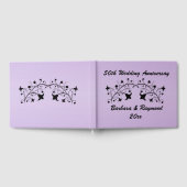 結婚記念日 アブストラクト 黒花 紫 ゲストブック (全面)