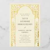 結婚記念日 アーチ ゴールド フォイル インビテーション 箔招待状 (正面)