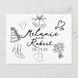 結婚記念日 ウェディング ドゥードル Save the Dates シーズンポストカード
