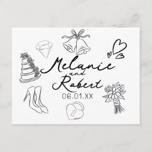 結婚記念日 ウェディング ドゥードル Save the Dates シーズンポストカード