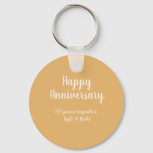 結婚記念日 ゴールド ホワイト 10周年 名前 日付 キーホルダー (正面)