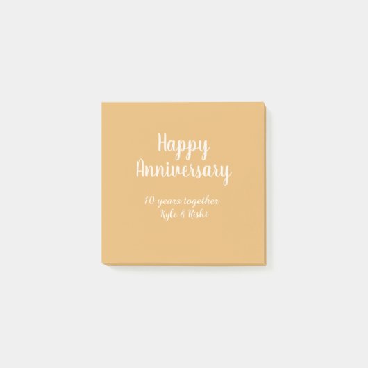 結婚記念日 ゴールド ホワイト 10周年 名前 日付 ポストイット (正面)