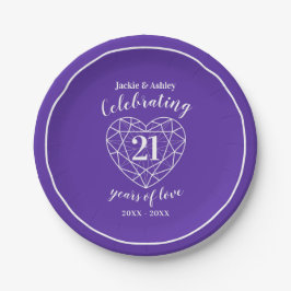 結婚記念日 パープルアイオライト 21年 パーティー ペーパープレート