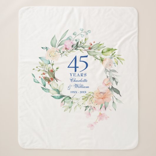 結婚記念日 フラワー ガーランド 45周年 65周年 シェルパブランケット (正面)