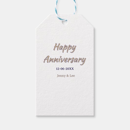 結婚記念日 ブラウン グレー 名前 日付 カップル モード ギフトタグ (正面)