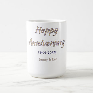 結婚記念日 ブラウン グレー 名前 日付 カップル モード コーヒーマグカップ