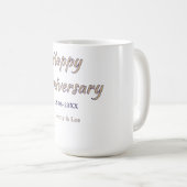 結婚記念日 ブラウン グレー 名前 日付 カップル モード コーヒーマグカップ (正面右)