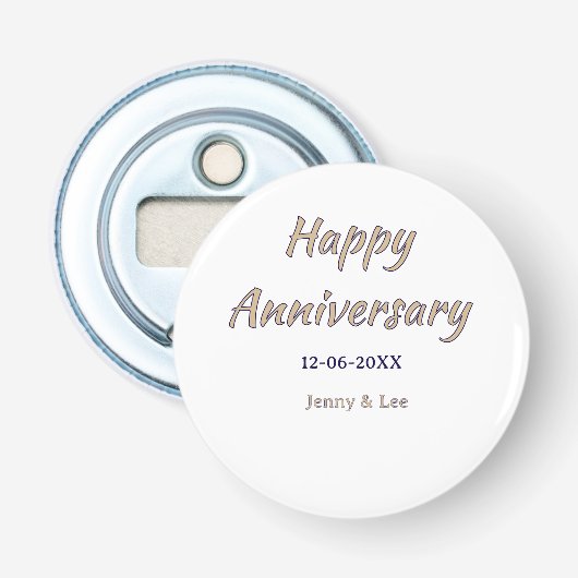 結婚記念日 ブラウン グレー 名前 日付 カップル モード 栓抜き (正面)