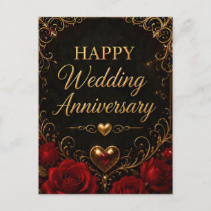 結婚記念日 ブラックゴールドのバラ ポストカード