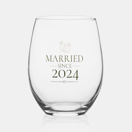 結婚記念日 ペアデザイン 年カスタマイズ可能 ステムなしワイングラス (裏面)