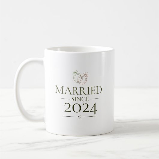 結婚記念日 ペア カスタム年号 シンプル コーヒーマグカップ (左)