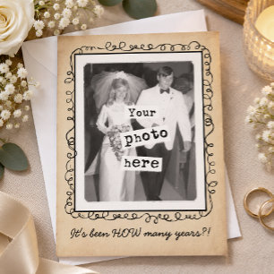 結婚記念日 ヴィンテージ写真テンプレート 招待状