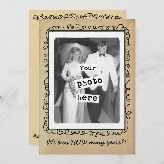 結婚記念日 ヴィンテージ写真テンプレート 招待状 (正面/裏面)